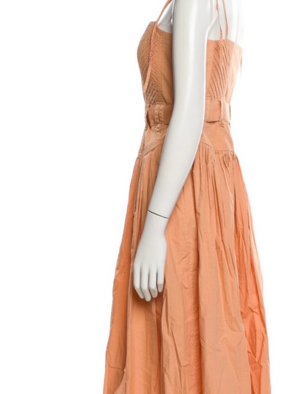 Ulla Johnson Peach Button-Front Midi Dress with D-Ring Belt - Picture 3 of 5